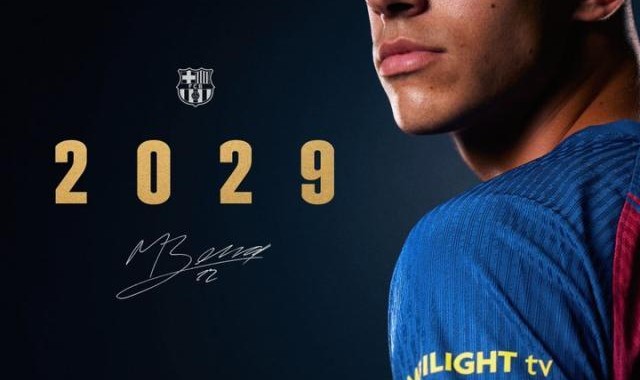 官方：巴萨与贝尔纳尔续约至2029年